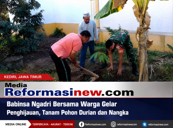 Babinsa Ngadri Bersama Warga Gelar Penghijauan, Tanam Pohon Durian dan Nangka