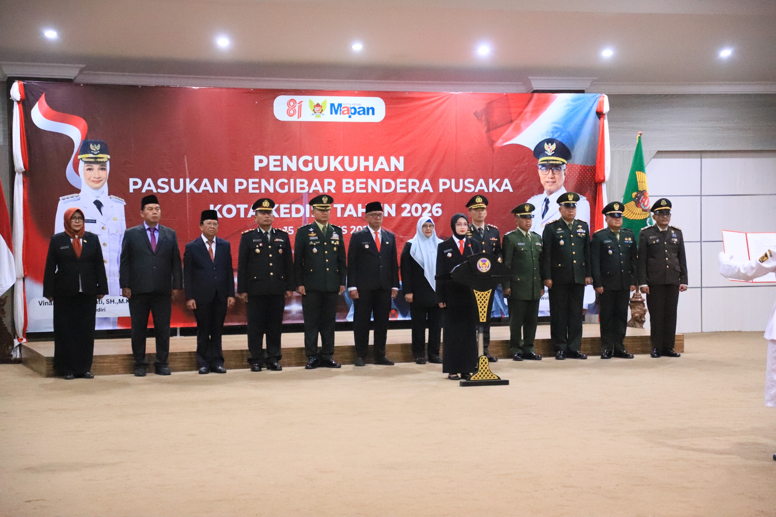 Pengukuhan Paskibraka Kota Kediri Berlangsung Khidmat, Kapolres Tekankan Nilai Nasionalisme