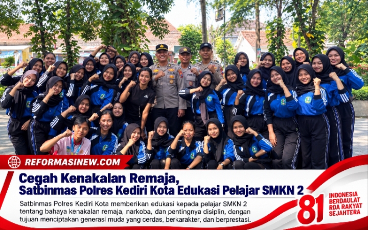 Cegah Kenakalan Remaja, Satbinmas Polres Kediri Kota Edukasi Pelajar SMKN 2